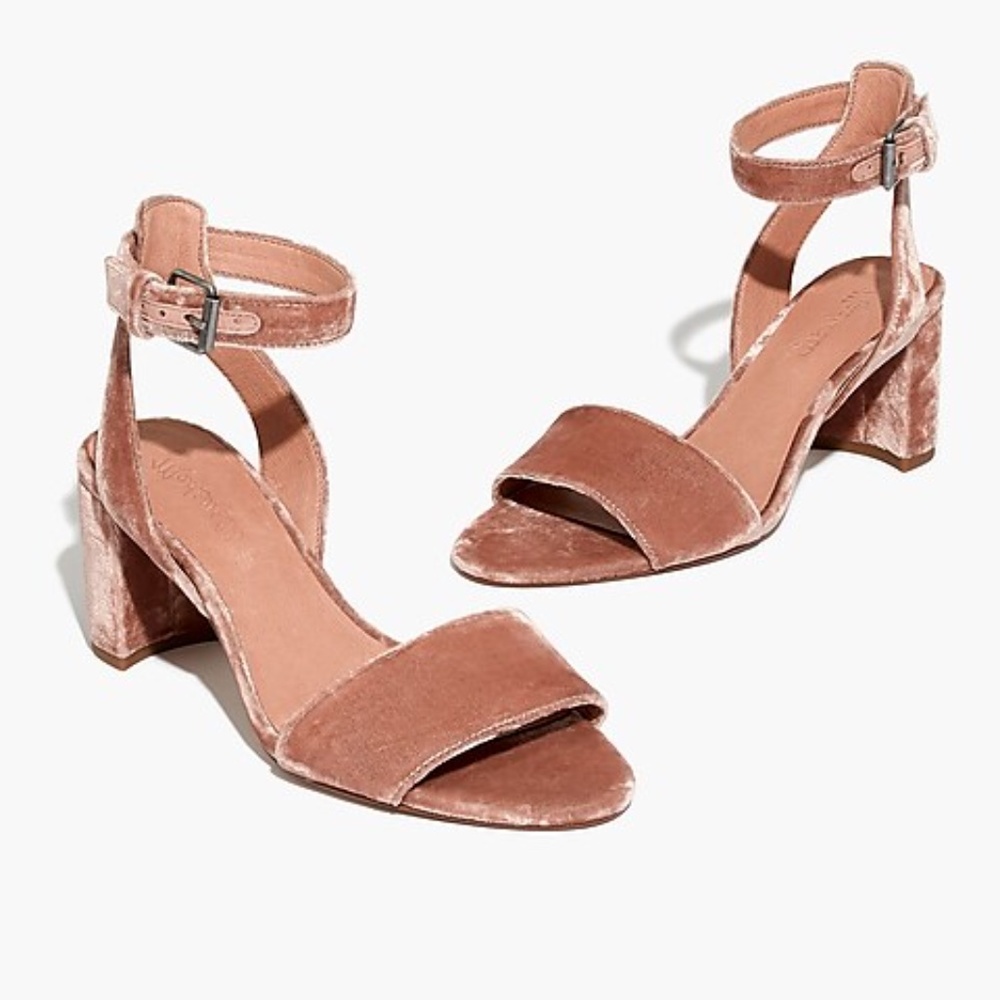 Madewell The Claudia Sandal Heel in Mauve Shadow Velvet Size 9